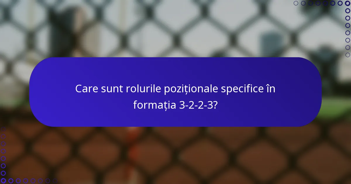 Care sunt rolurile poziționale specifice în formația 3-2-2-3?