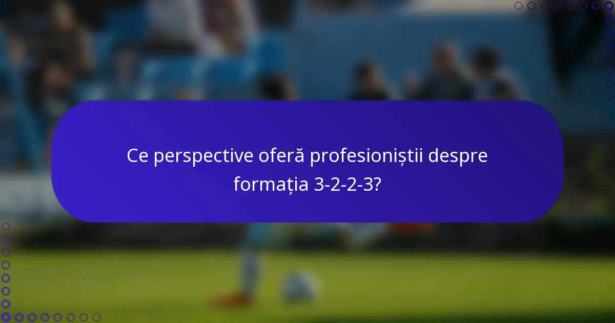 Ce perspective oferă profesioniștii despre formația 3-2-2-3?