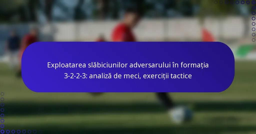 Exploatarea slăbiciunilor adversarului în formația 3-2-2-3: analiză de meci, exerciții tactice